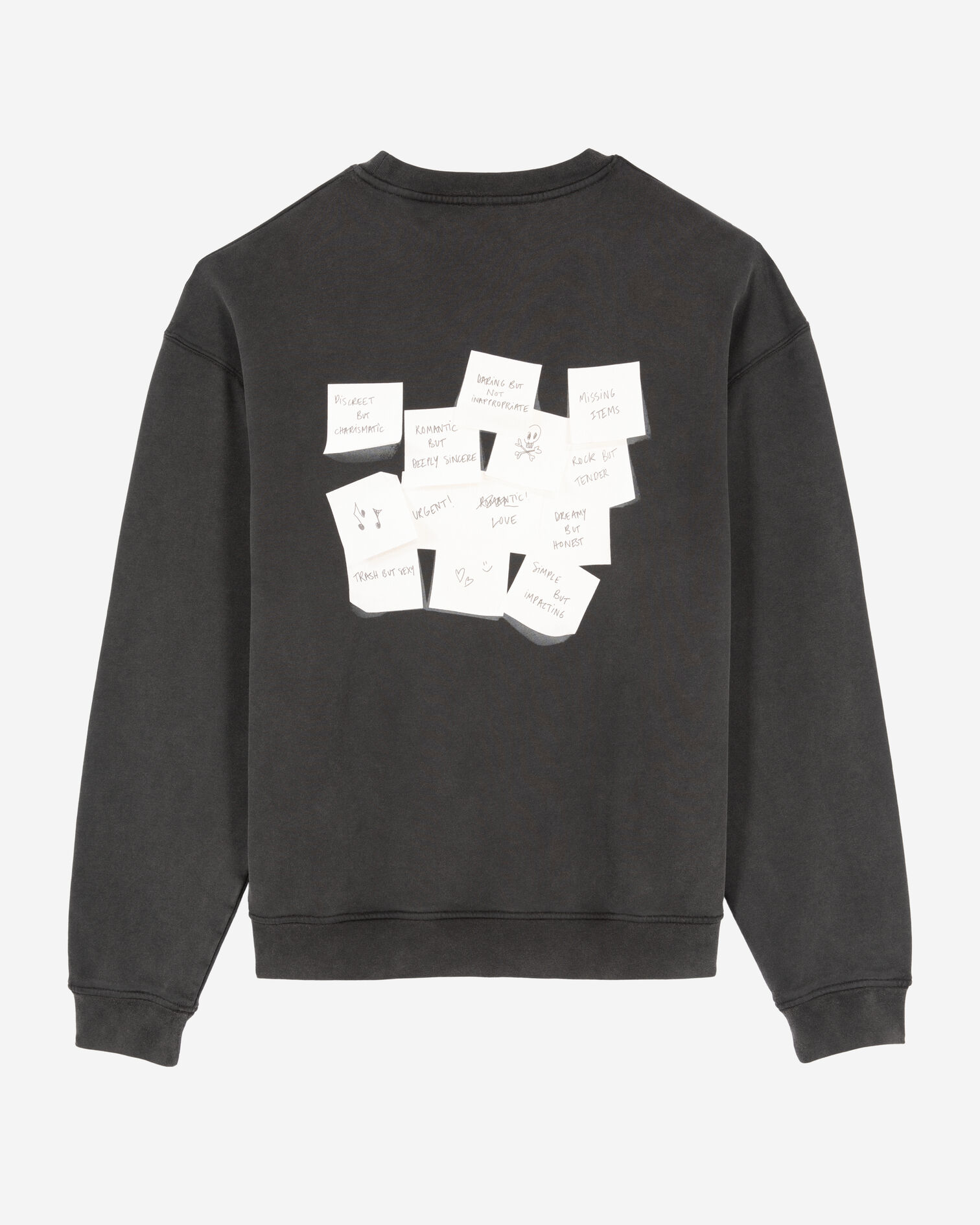Sweatshirt à serigraphie noir, BLACK WASHED, hi-res image number null