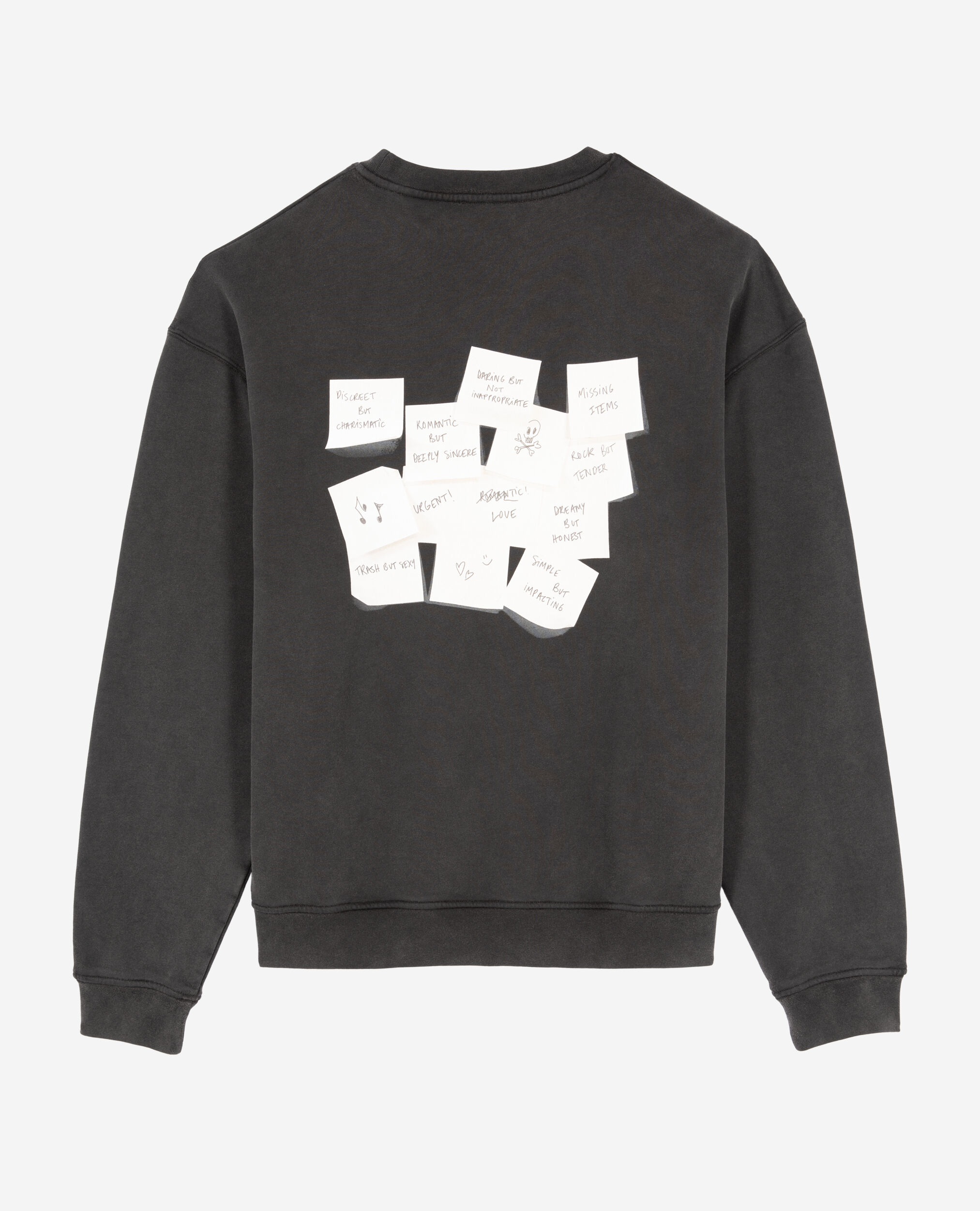 Sweatshirt à serigraphie noir, BLACK WASHED, hi-res image number null