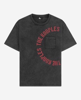 The Kooples MEN BLACK WASHED t-shirt with grey screen print