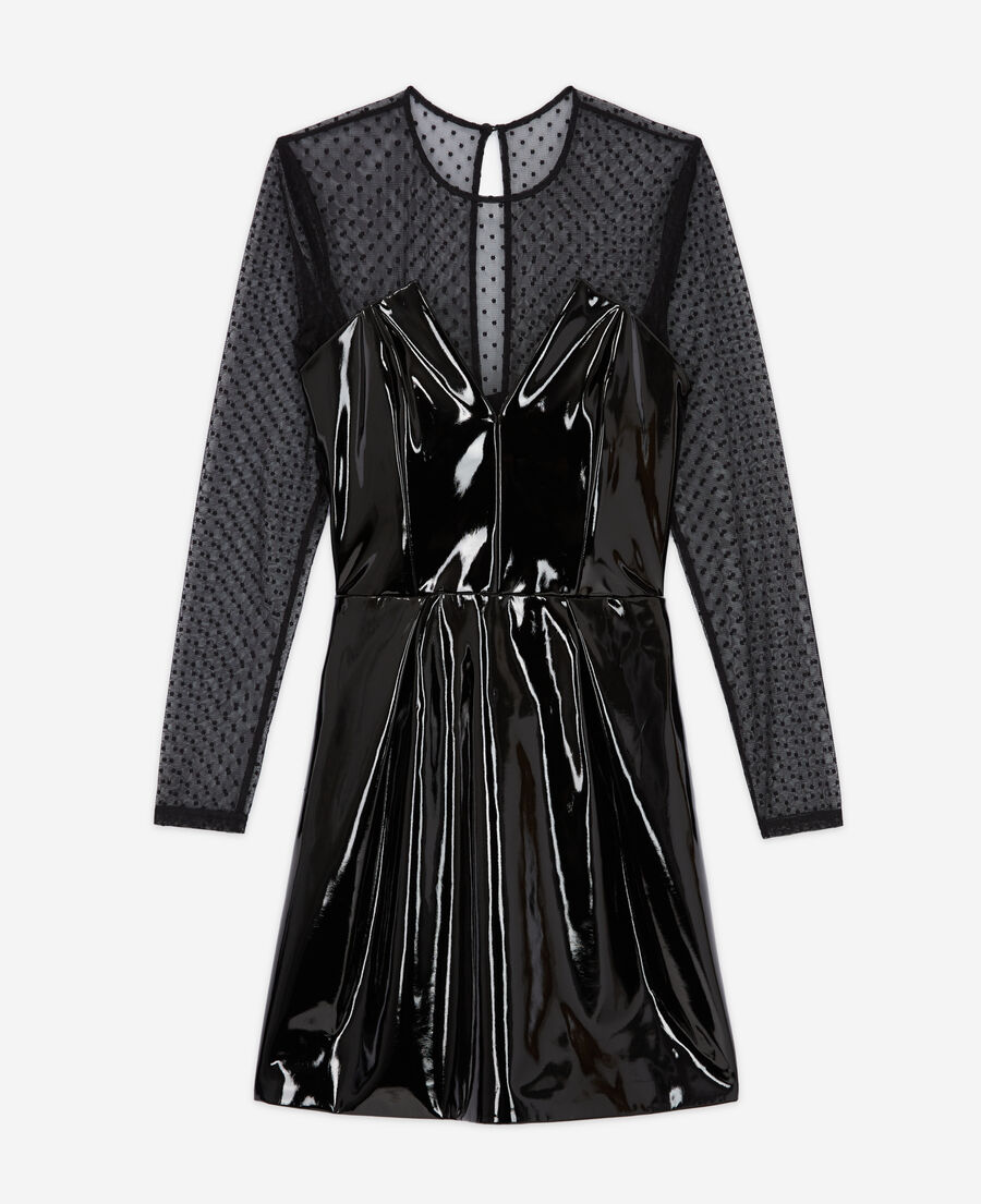 robe courte noire effet vinyle