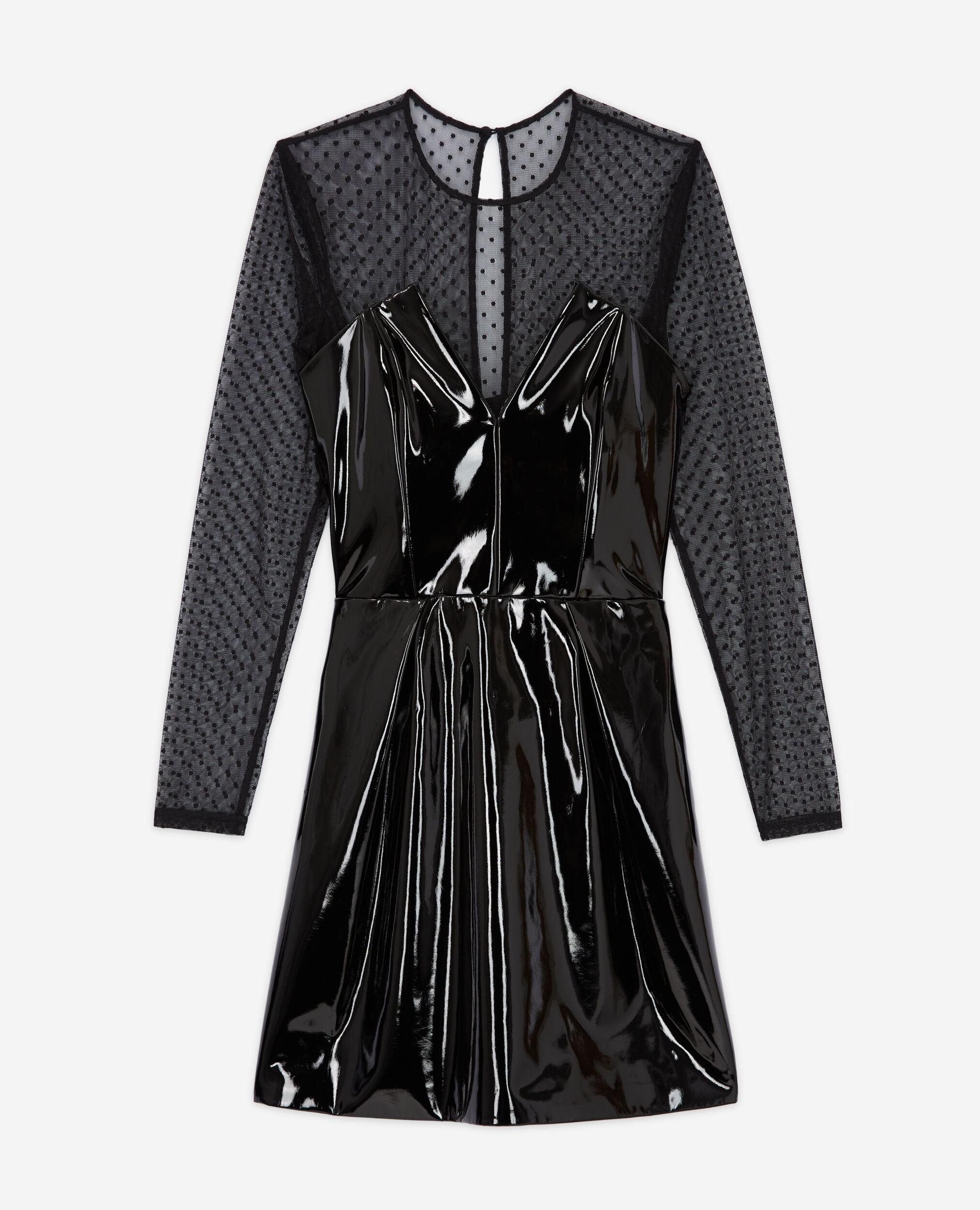 Robe courte noire effet vinyle, BLACK, hi-res image number null