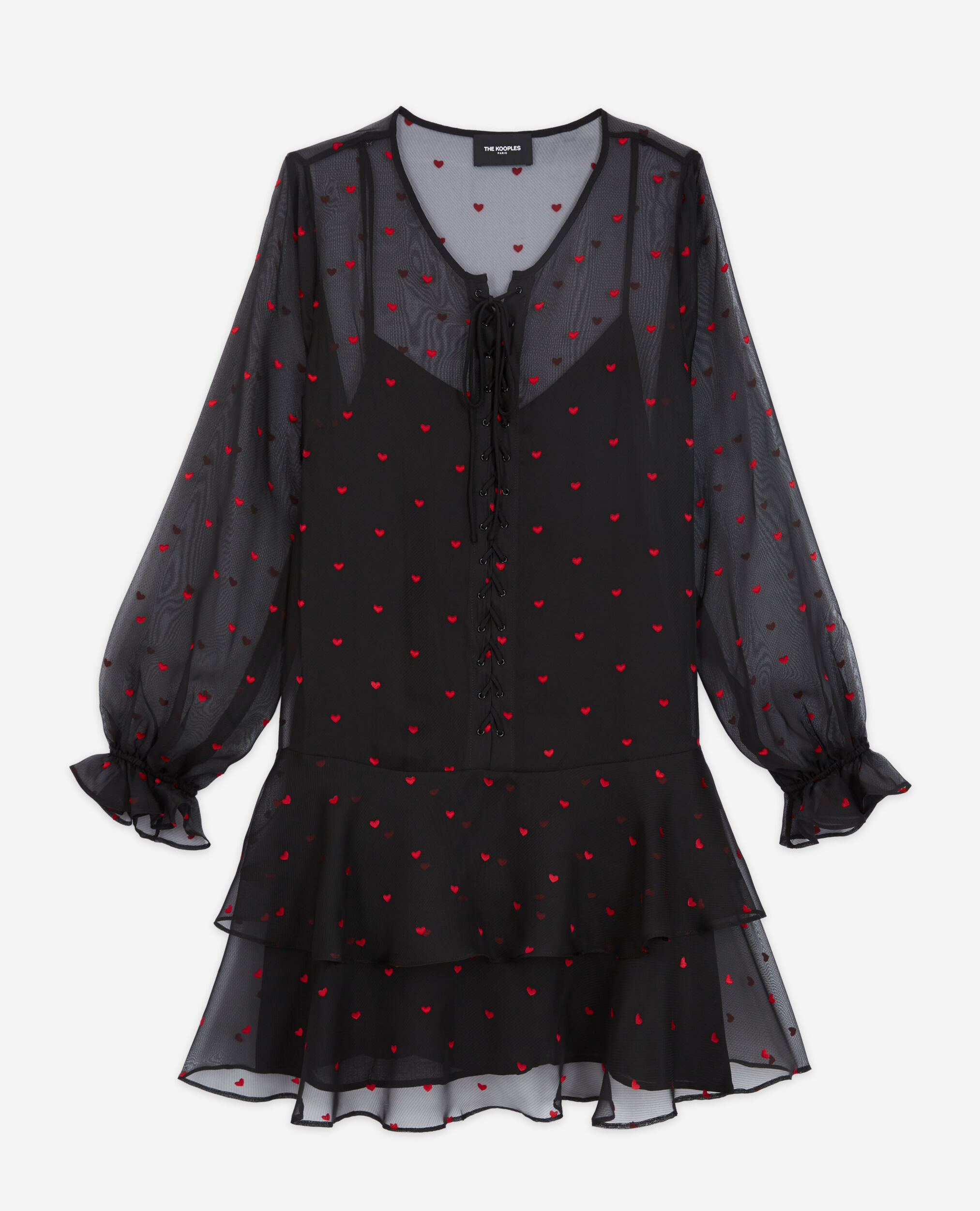 Schwarzes kurzes Kleid, BLACK - RED, hi-res image number null
