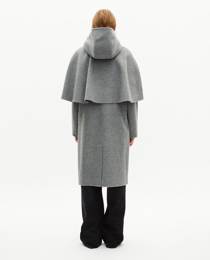The Kooples FEMME GREY manteau long en laine double face avec cape gris