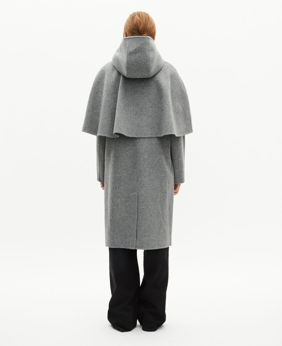 The Kooples WOMEN GREY long double-faced wool coat with gray cape