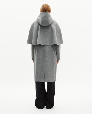 The Kooples WOMEN GREY long double-faced wool coat with gray cape