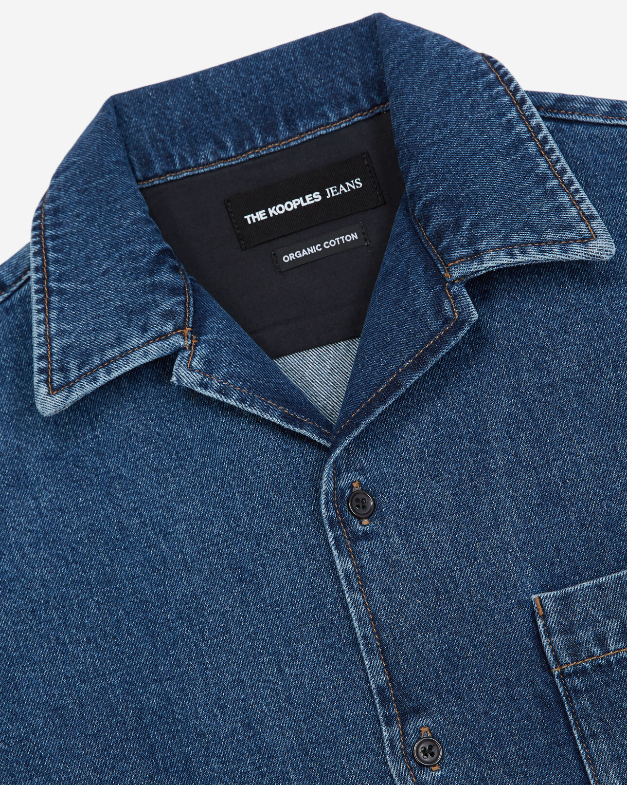 The Kooples MEN BLEU INDIGO blue denim shirt with pockets