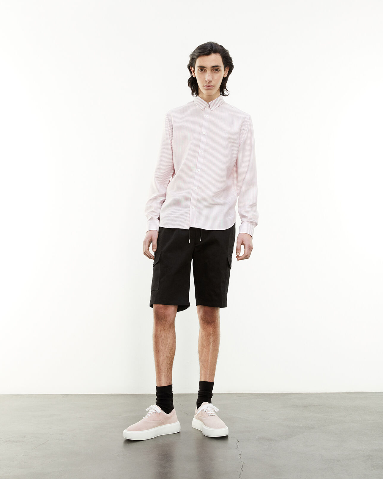 The Kooples MEN WHITE PINK flowing white and pink shirt with motif