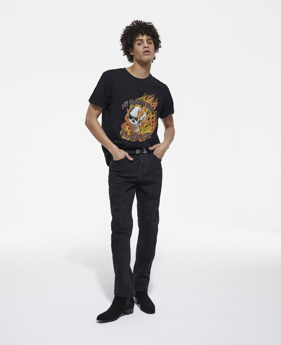 schwarzes t-shirt mit siebdruck