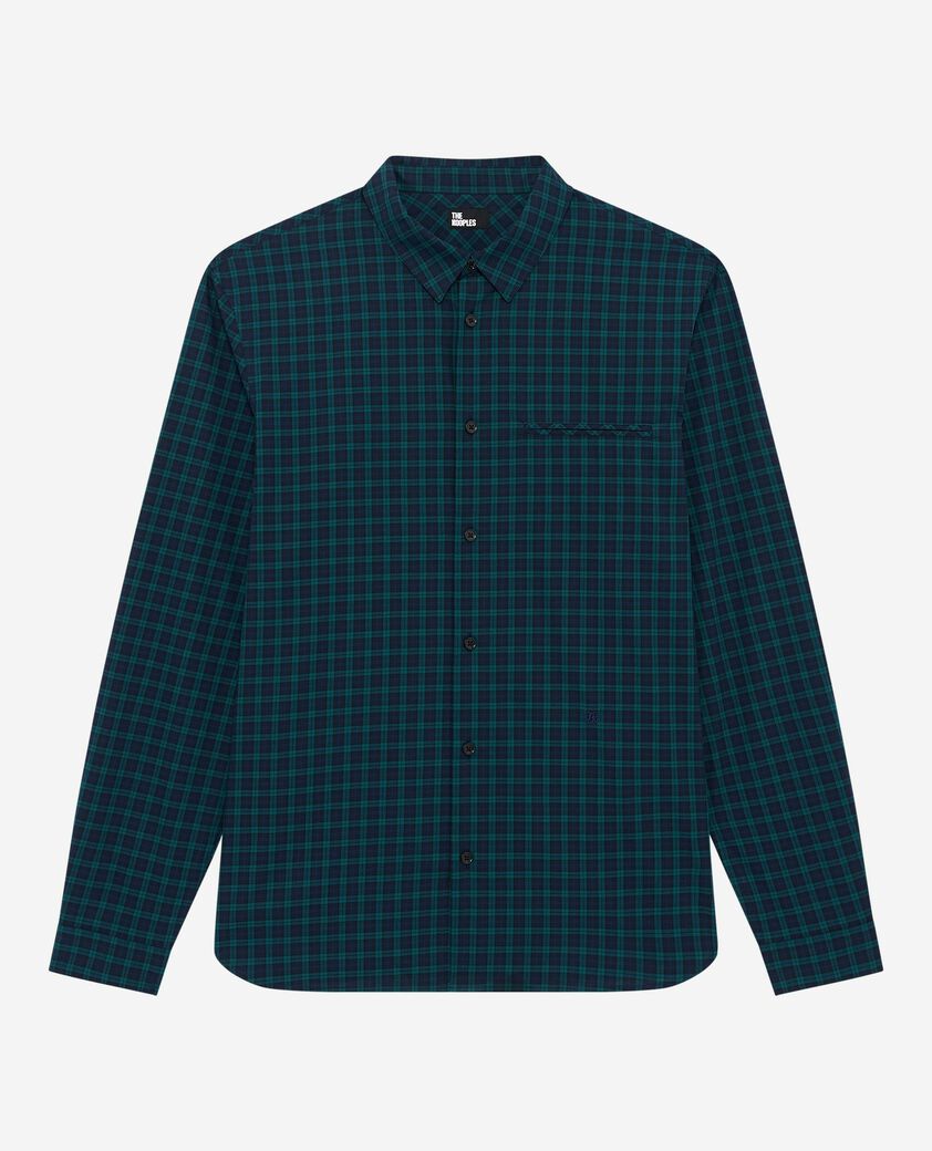 The Kooples MEN NAVY-GREEN small navy and green check shirt