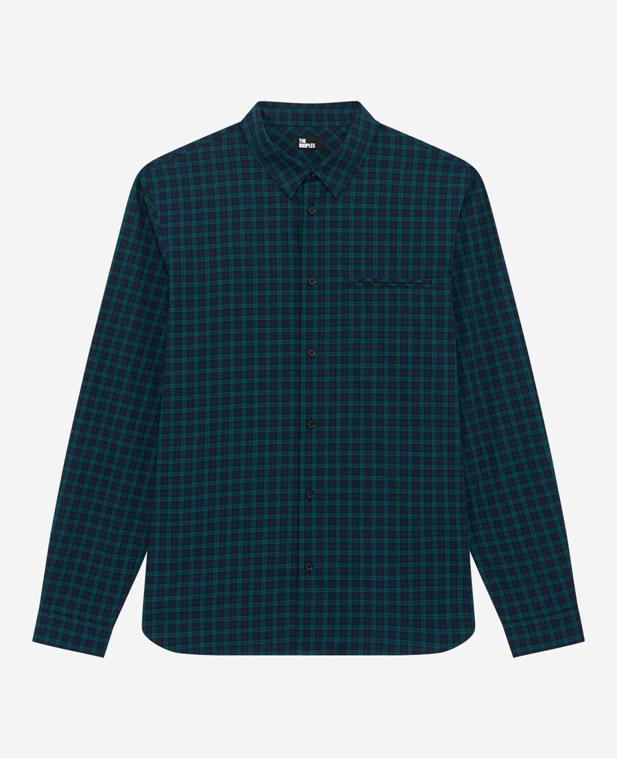 The Kooples MEN NAVY-GREEN small navy and green check shirt