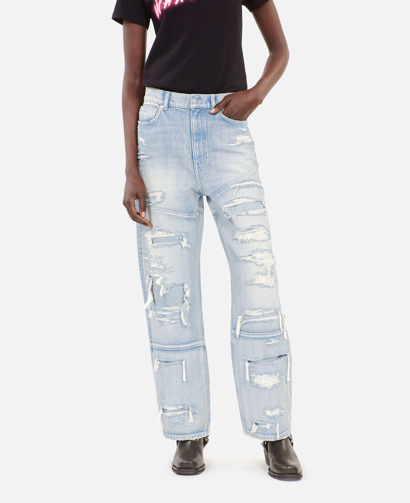 The Kooples MUJER USED RAPIECE vaqueros boyfriend azul claro