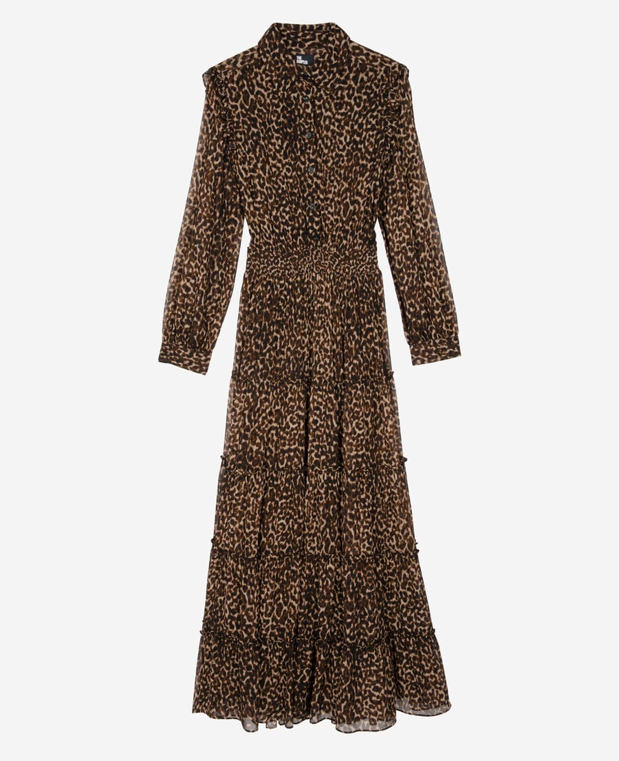 The Kooples FEMME LEOPARD robe longue imprim&eacute; l&eacute;opard