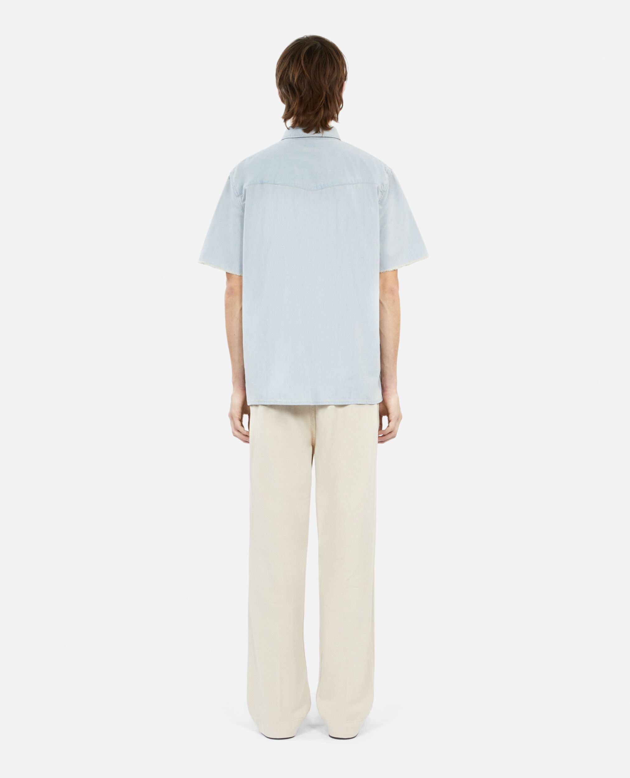 Short-sleeved denim shirt, LIGHT BLUE, hi-res image number null