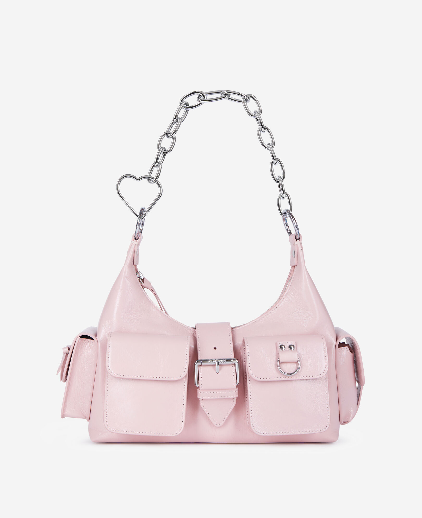 Sac Amelia chaîne en cuir craquelé rose | The Kooples - France
