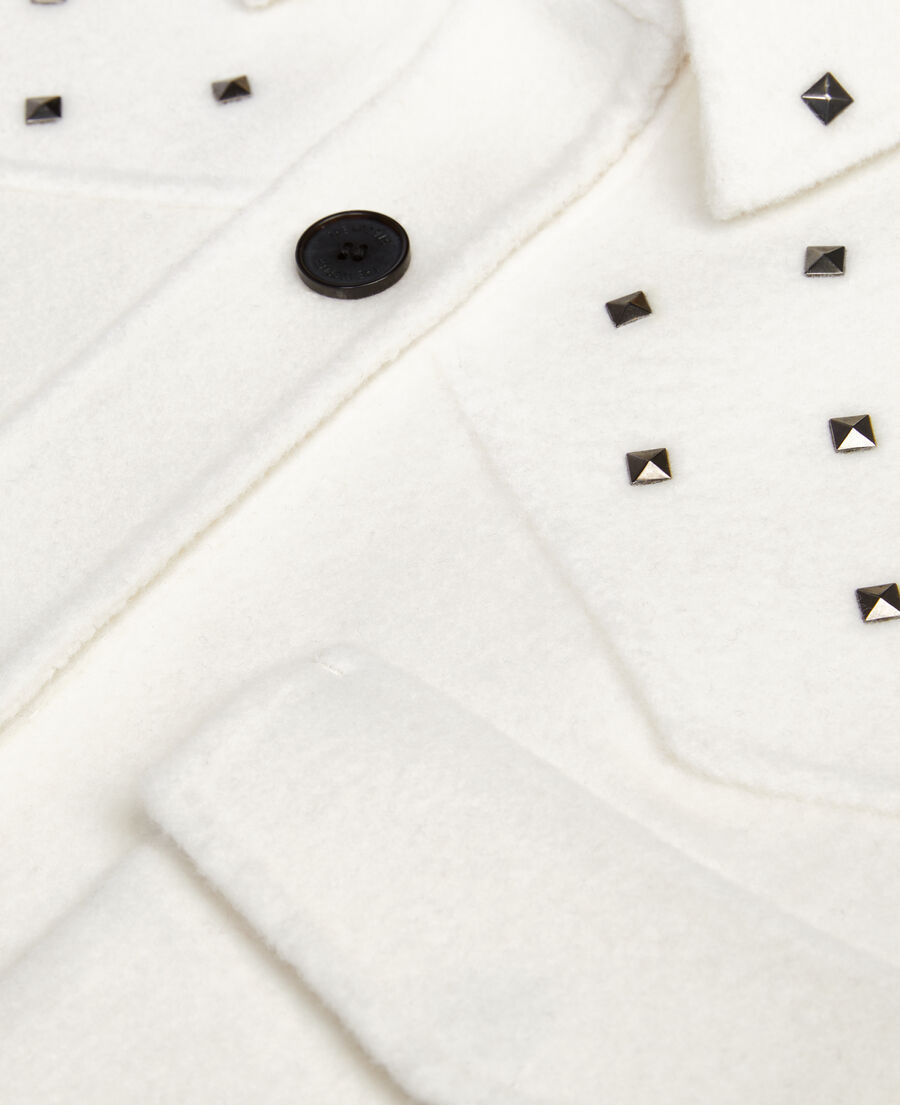 The Kooples WOMEN ECRU ecru wool-blend overshirt-style jacket with studs