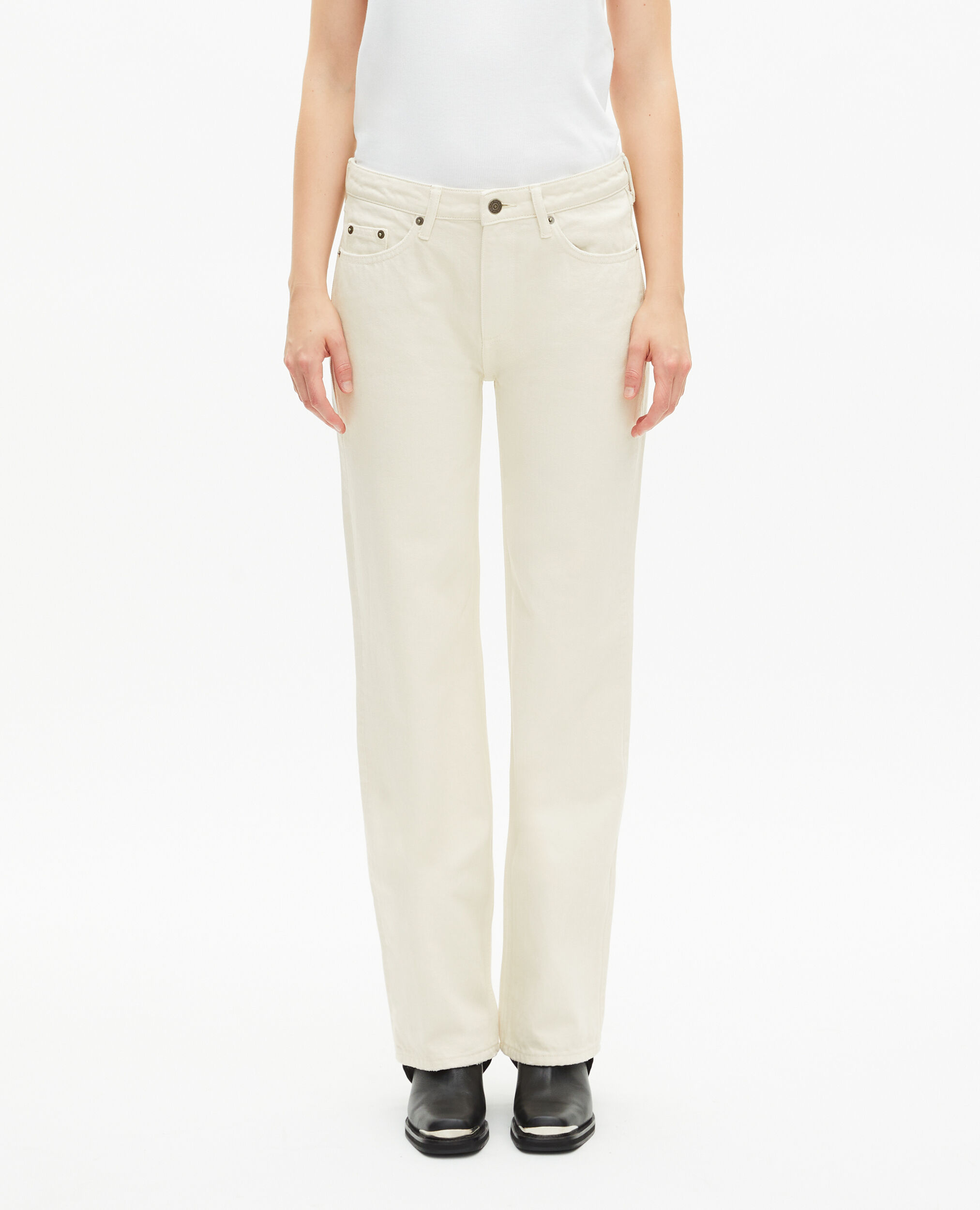 Ecru straight jeans, ECRU, hi-res image number null