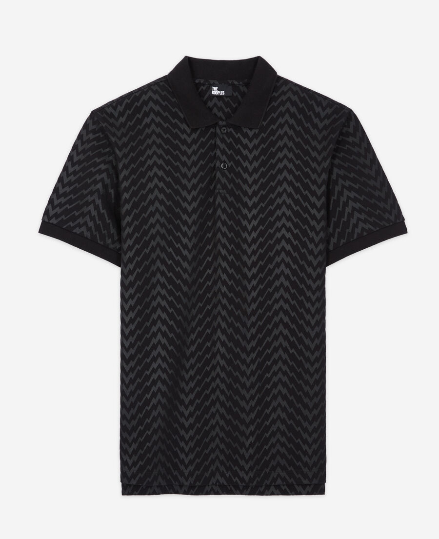 schwarzes poloshirt mit print