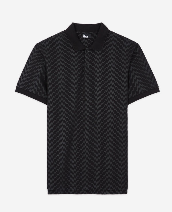 black printed polo shirt