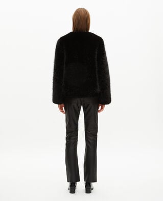 The Kooples FEMME BLACK manteau court effet fourrure noir