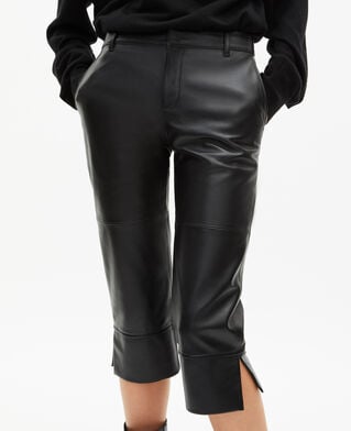 The Kooples WOMEN BLACK black leather capri pants