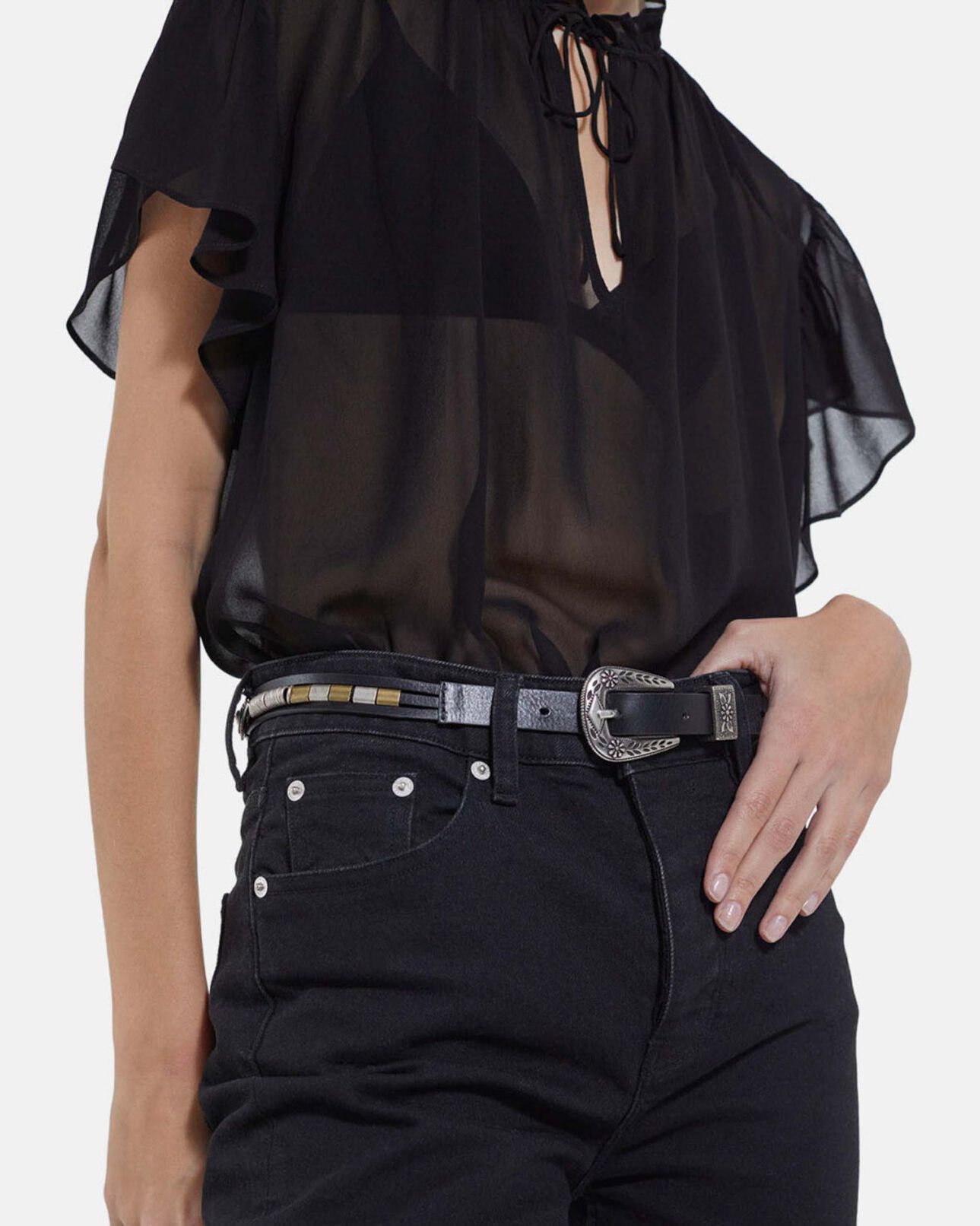 The Kooples FEMME BLACK blouse à volants
