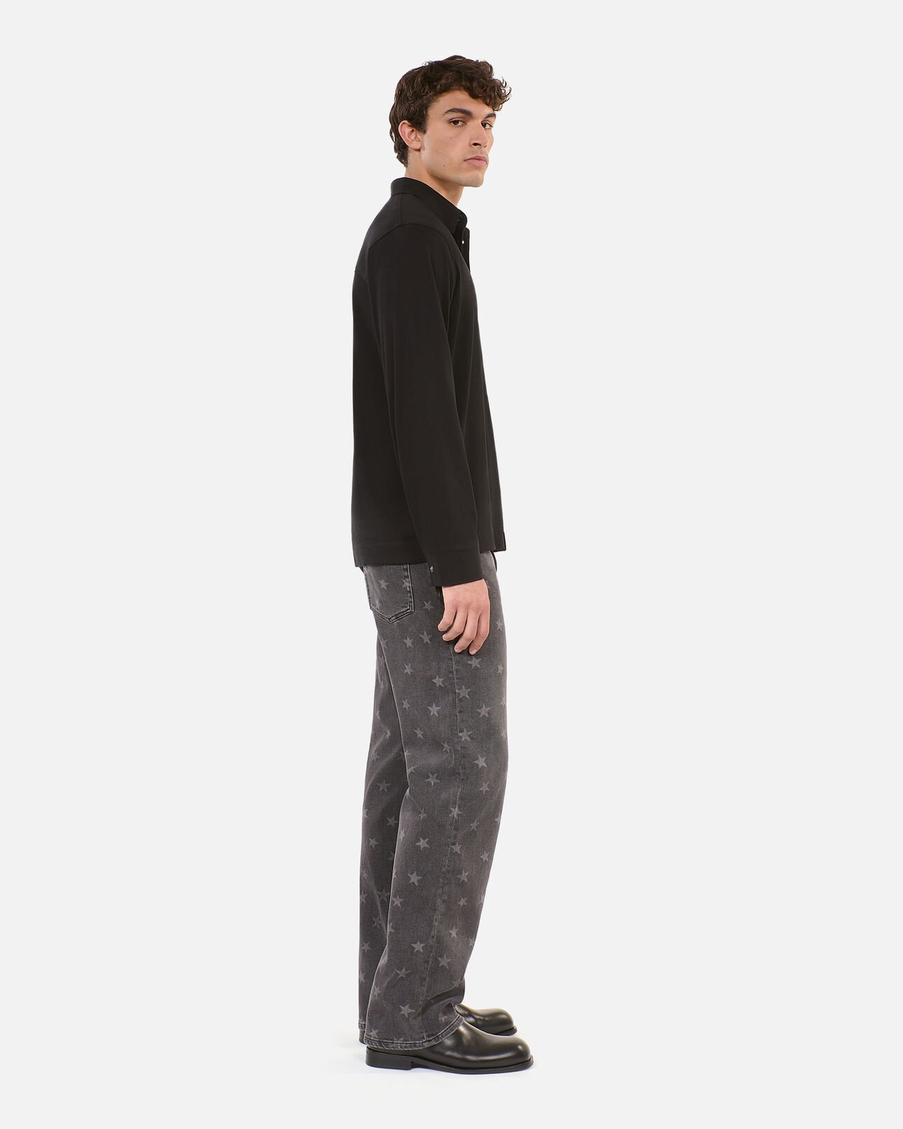 The Kooples MEN BLACK WASHED black shirt-style long-sleeved t-shirt