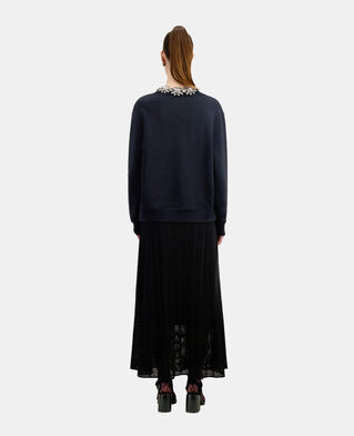 The Kooples F BLACK black sweatshirt with snake leopard serigraphy