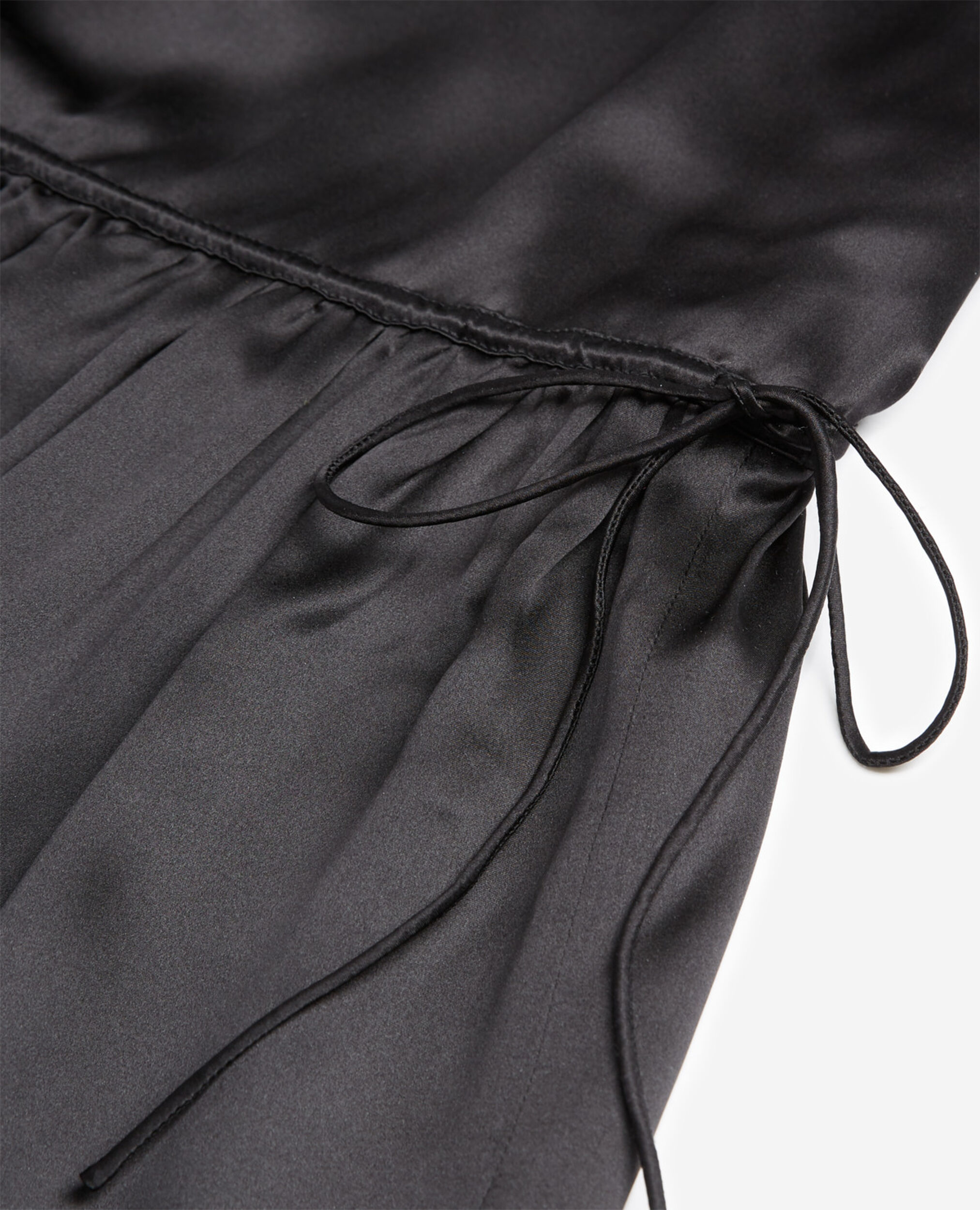 Robe longue noire soie à fines bretelles, BLACK, hi-res image number null