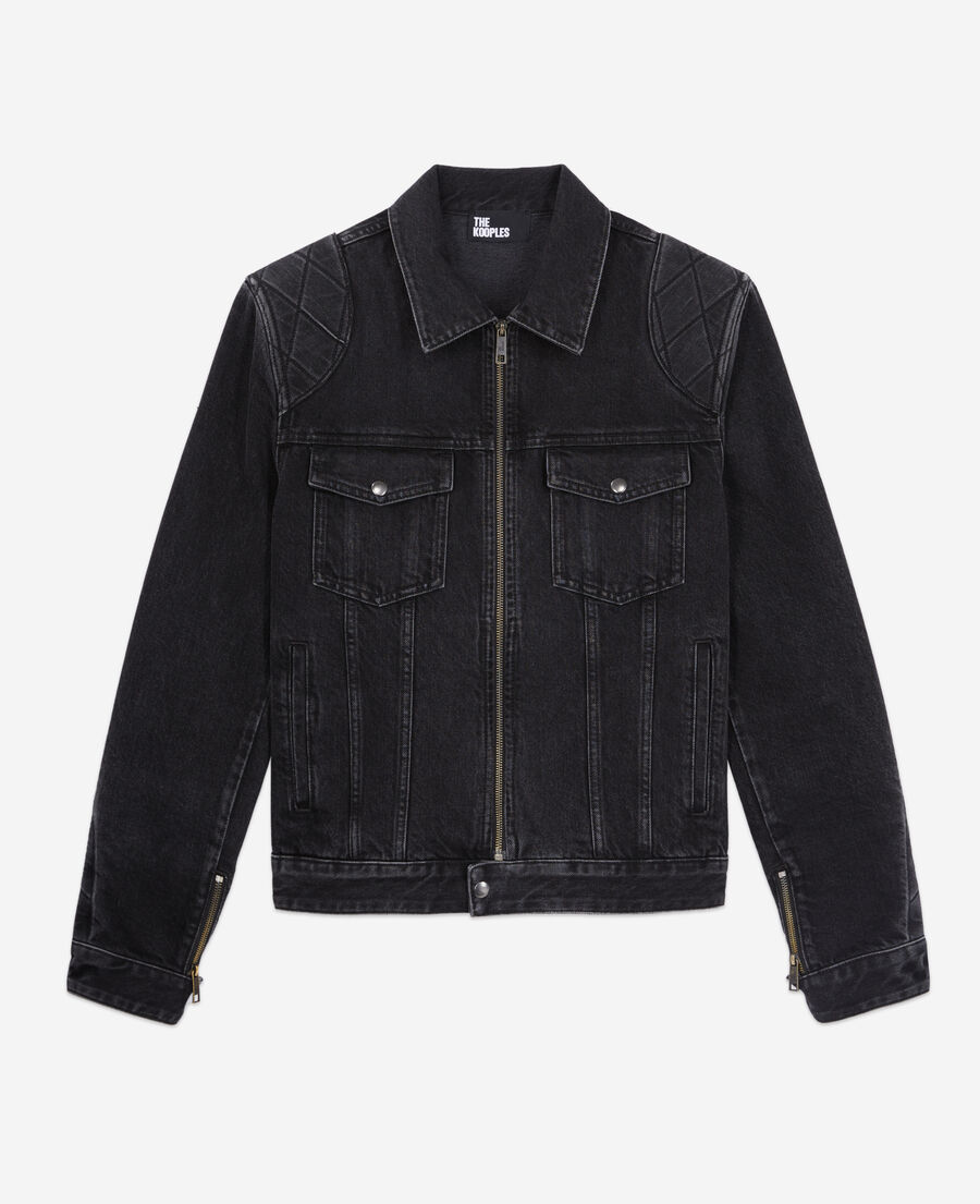black denim biker jacket