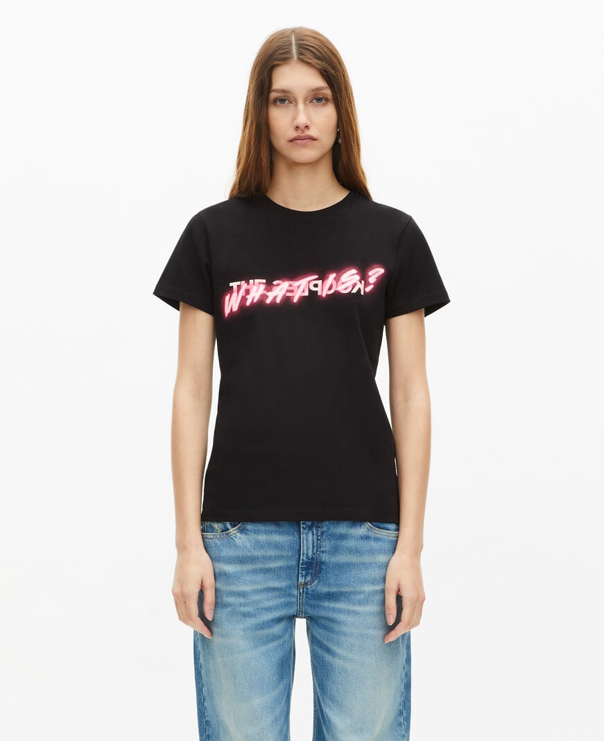 The Kooples DAMEN BLACK was is ein schwarzes t-shirt mit neoneffekt