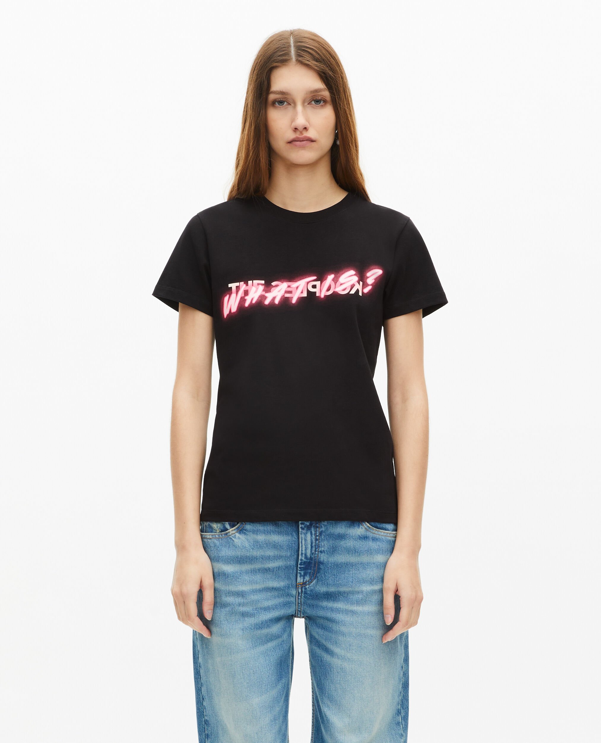 Was is ein schwarzes T-Shirt mit Neoneffekt, BLACK, hi-res image number null