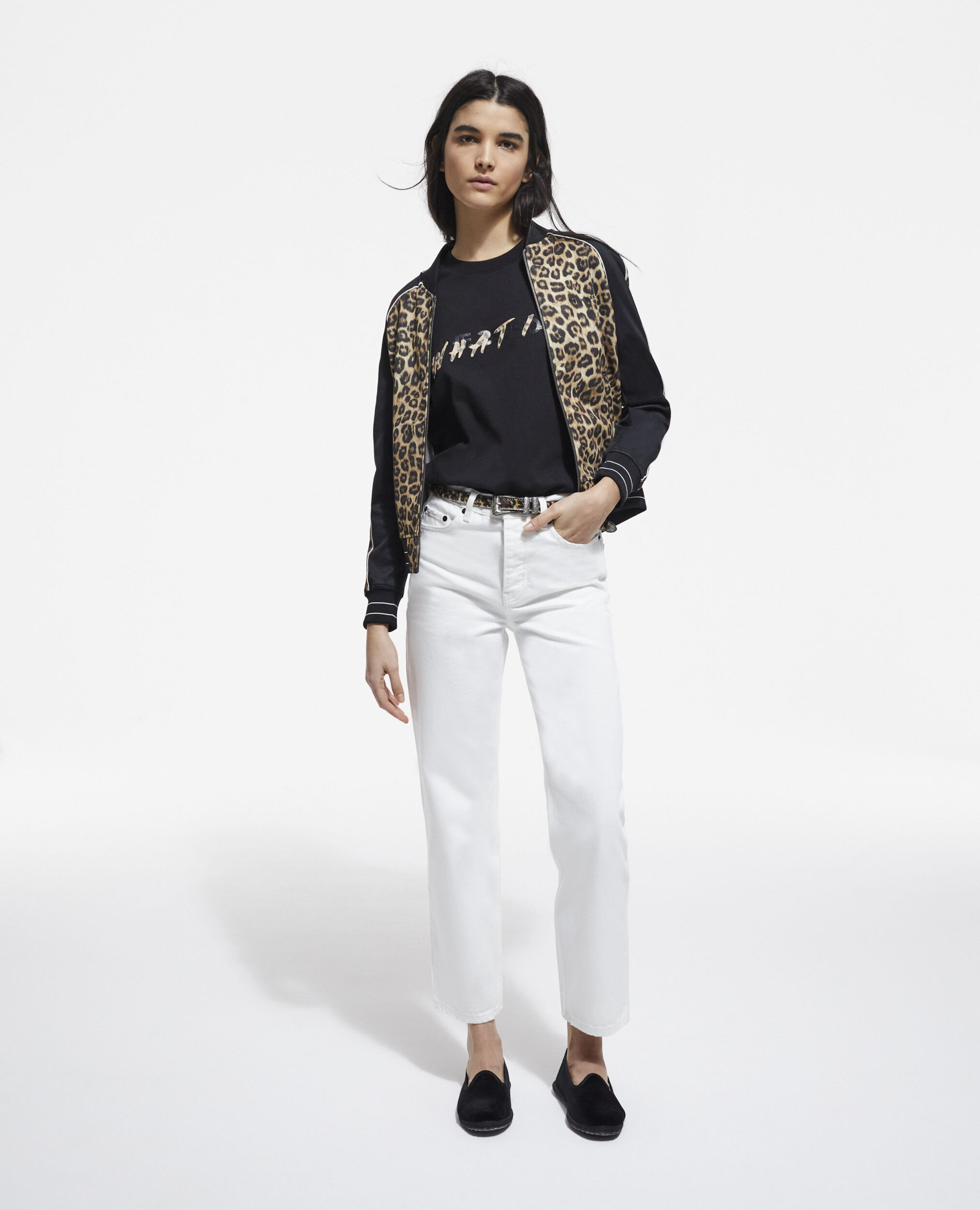 Sweatshirt mit Reißverschluss und Leopardenmuster, LEOPARD, hi-res image number null