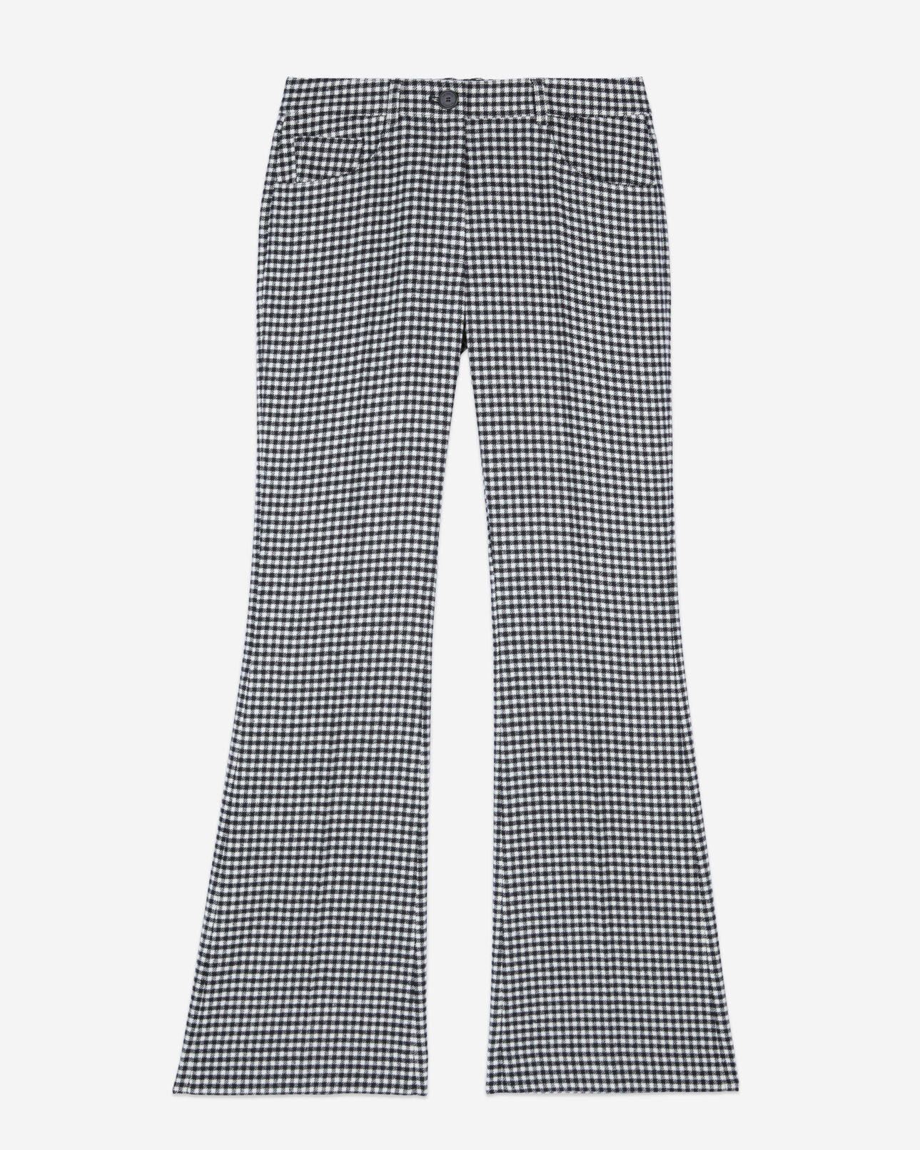 The Kooples WOMEN BLACK WHITE vichy check flare trousers