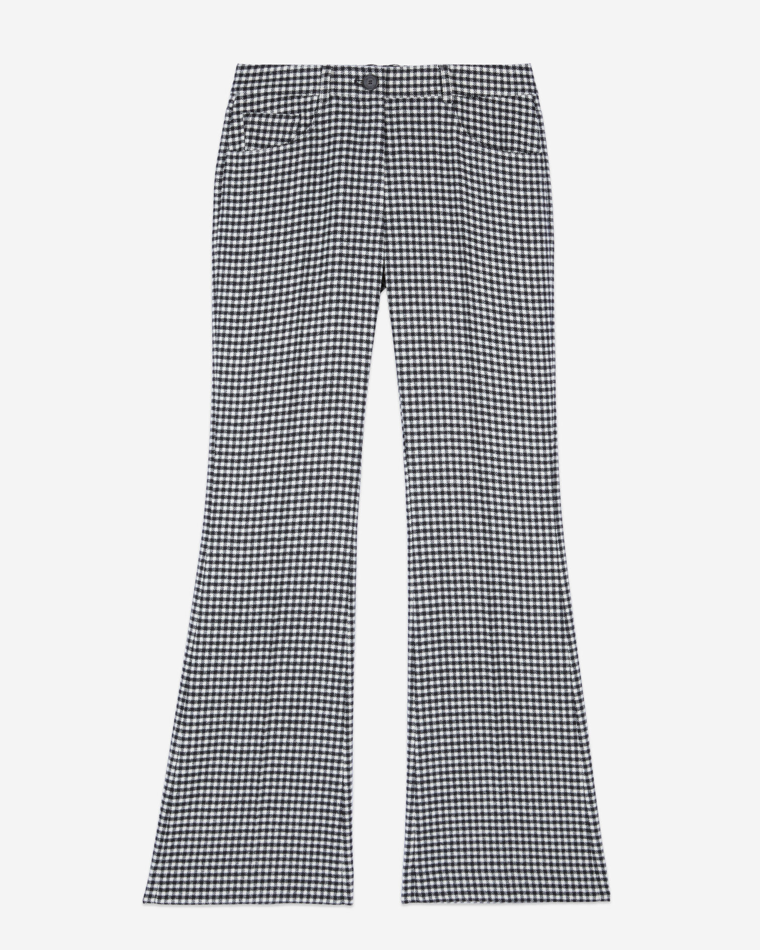 Vichy check flare trousers, BLACK WHITE, hi-res image number null