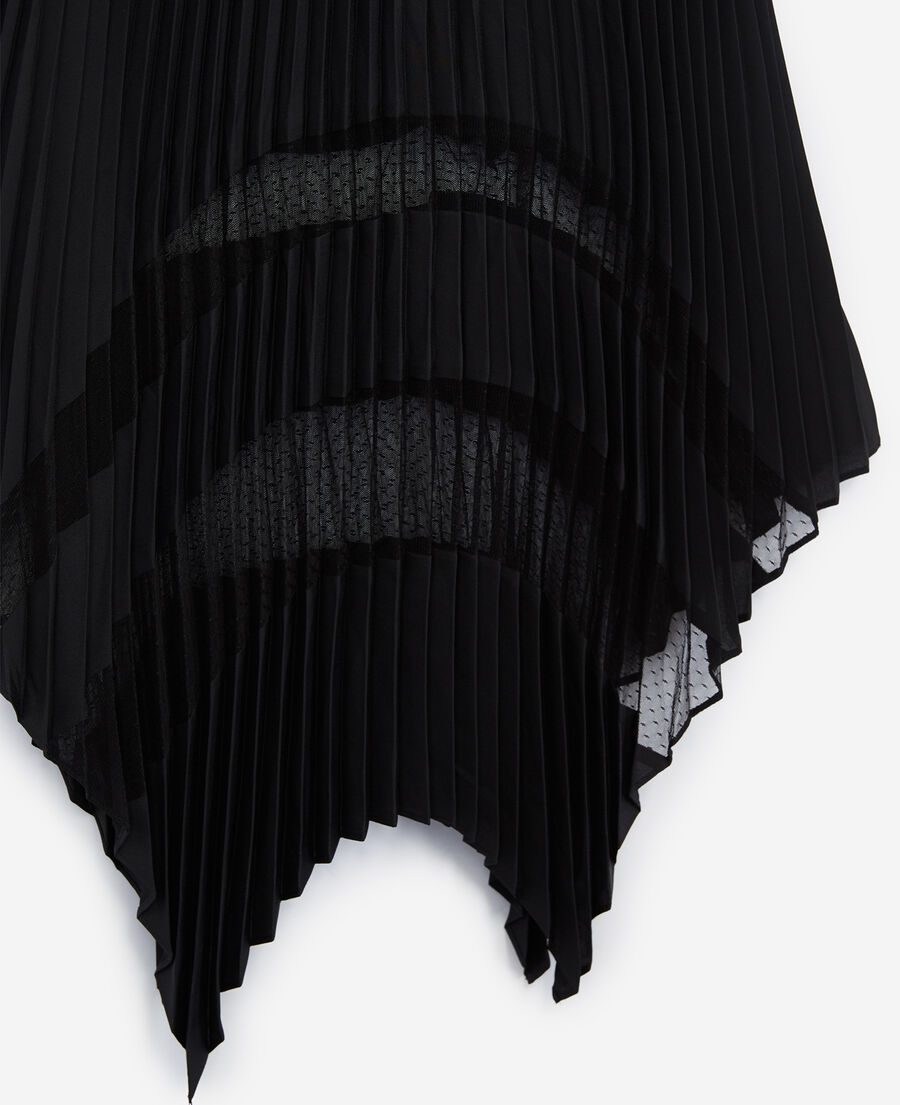 falda larga plisada negra