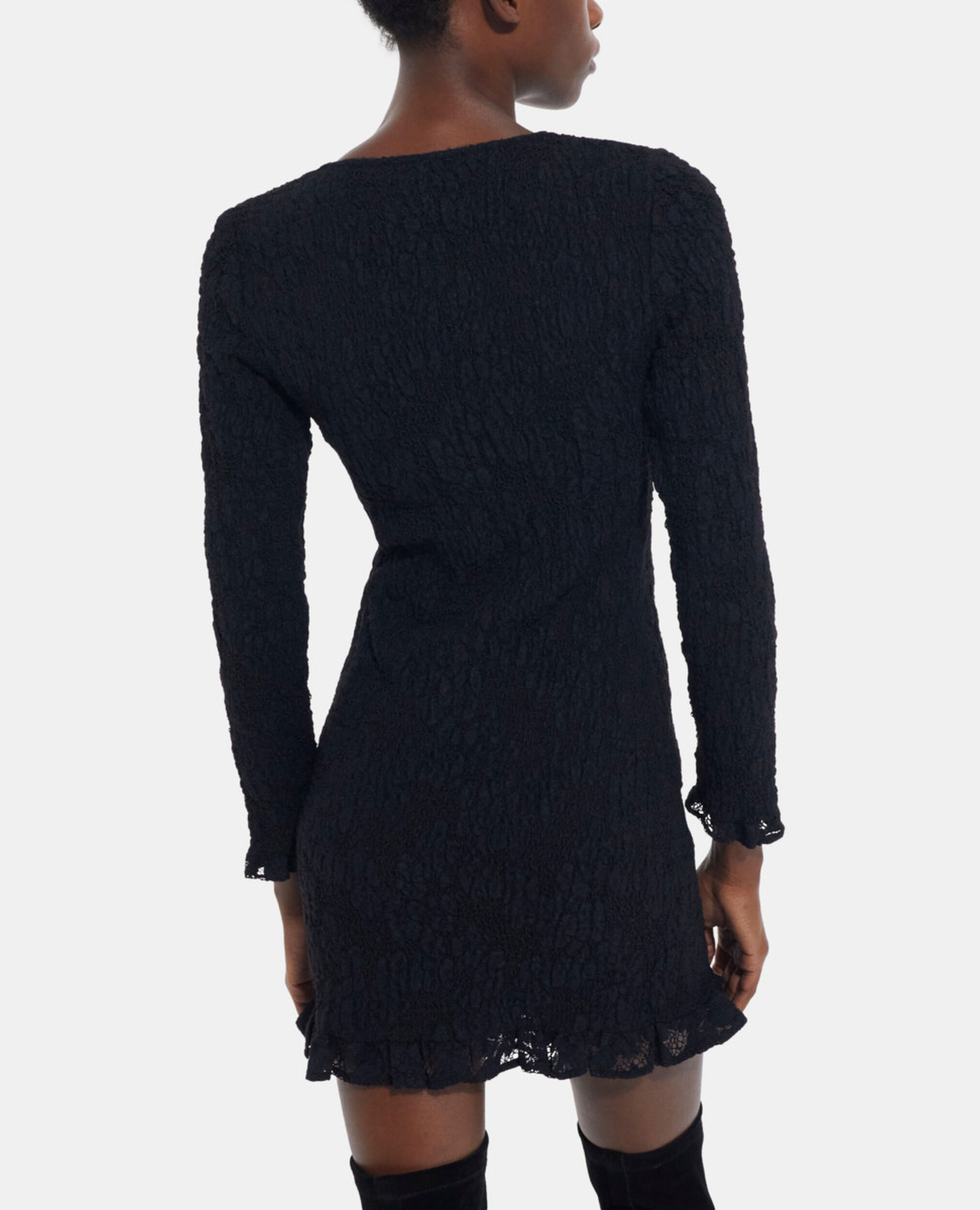 Robe courte en dentelle noire, BLACK, hi-res image number null