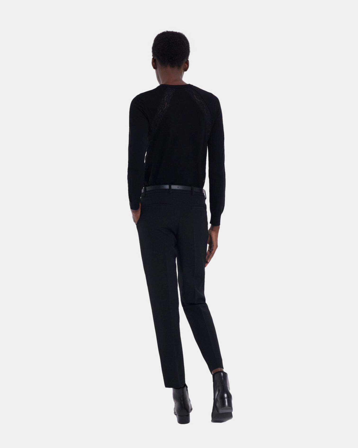 Black wool sweater, BLACK, hi-res image number null