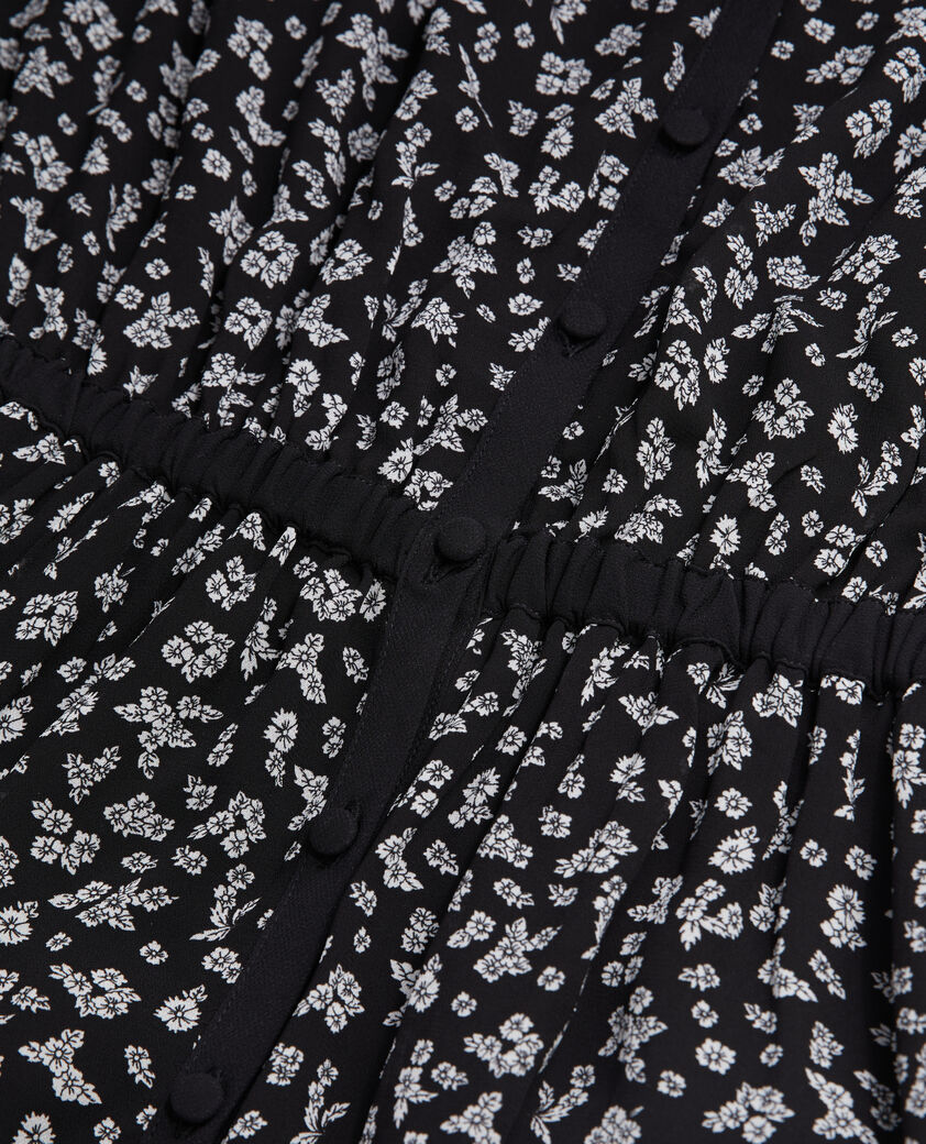 The Kooples FEMME BLACK-ECRU robe longue imprimée avec boutonnage