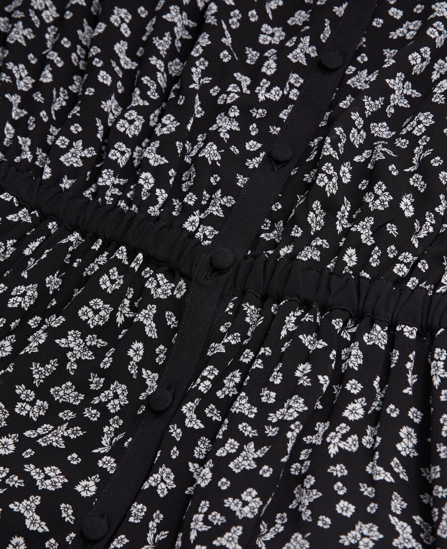 The Kooples FEMME BLACK-ECRU robe longue imprimée avec boutonnage