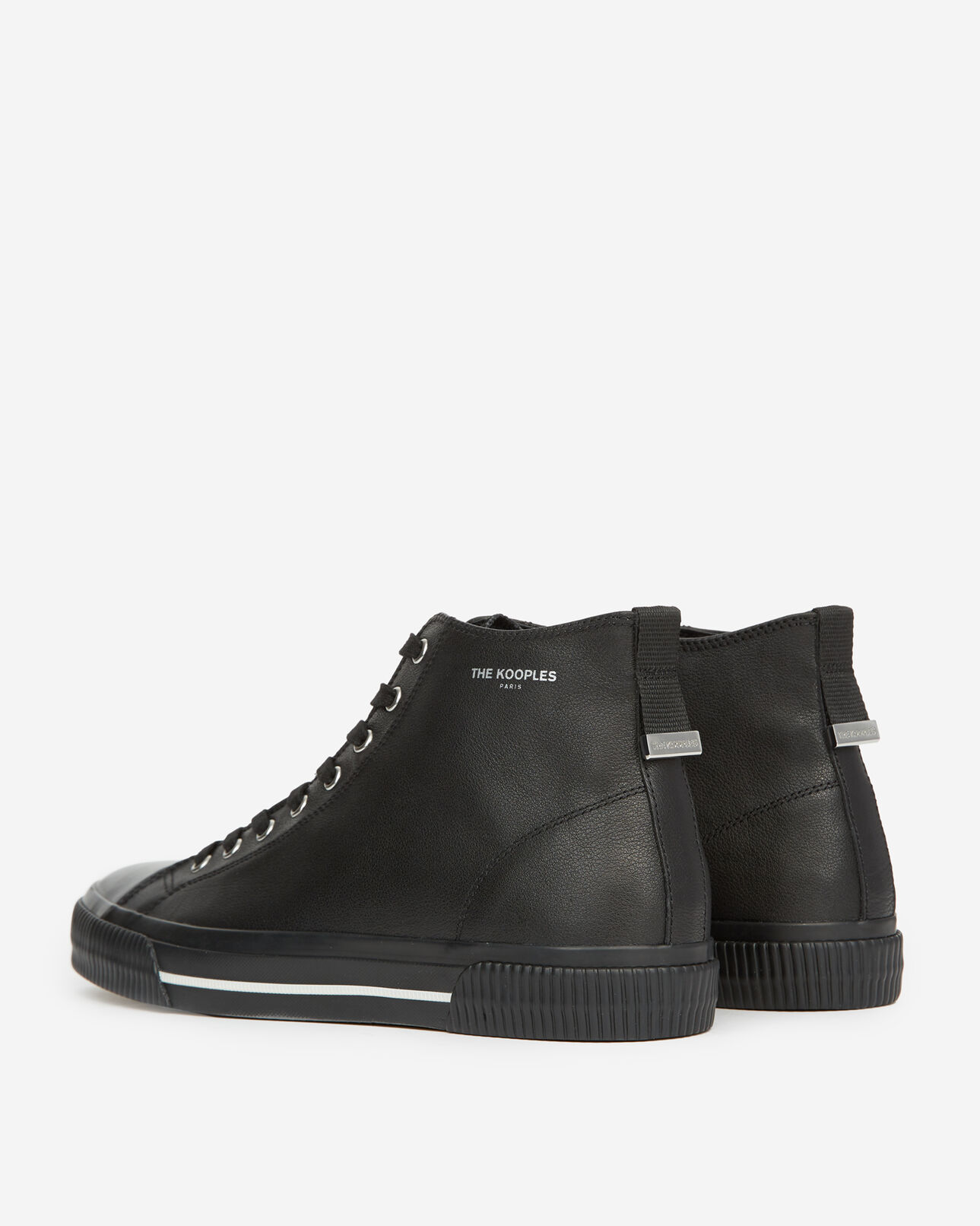 The Kooples HOMME BLACK baskets montantes noires cuir lisse