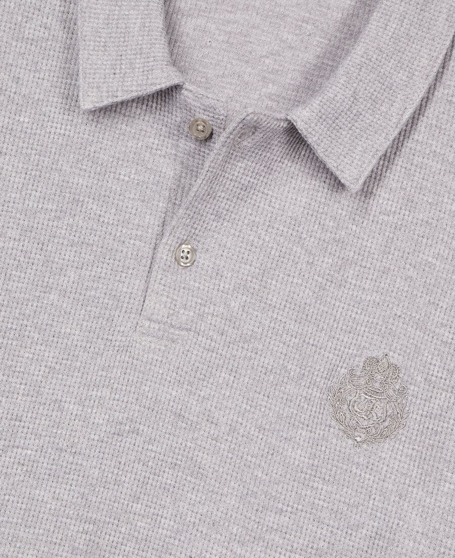 The Kooples H GREY MELANGE honeycomb polo shirt with grey crest