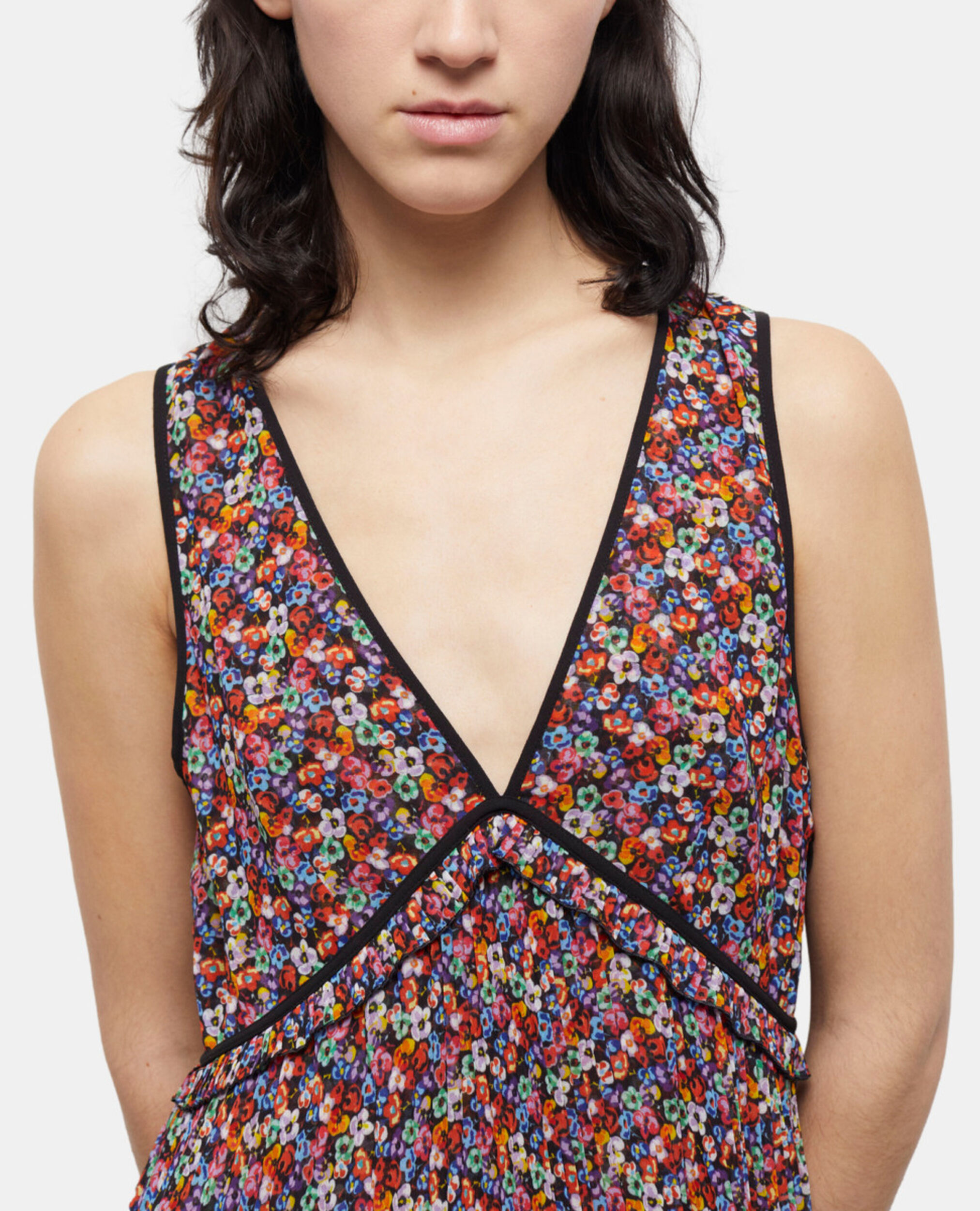 Long multicolor pleated dress, MULTICOLOR, hi-res image number null