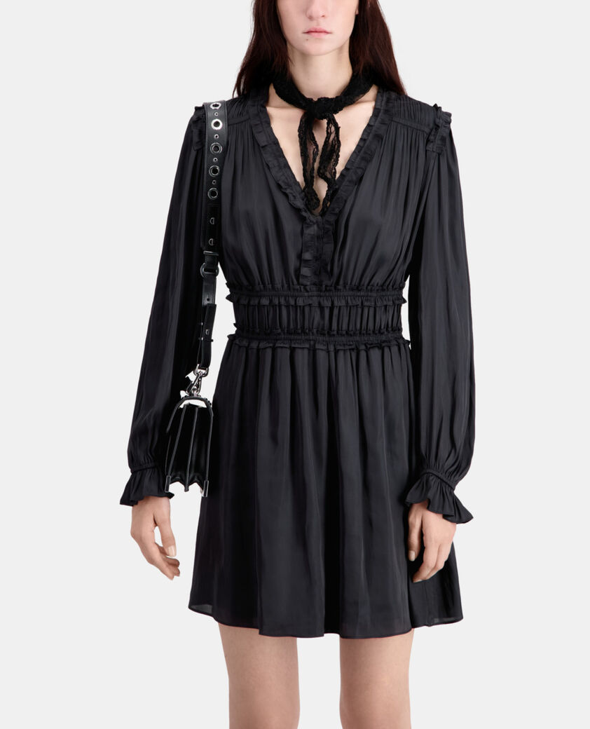 The Kooples FEMME BLACK robe courte noire avec fronces