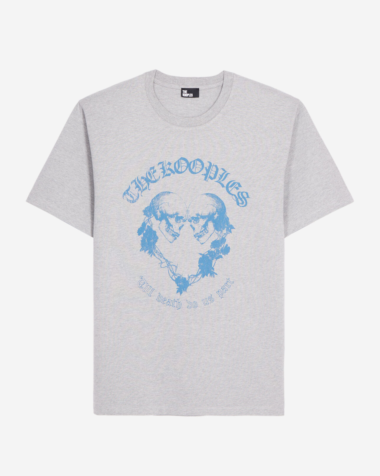 The Kooples MEN GREY MELANGE light grey t-shirt with skull heart serigraphy