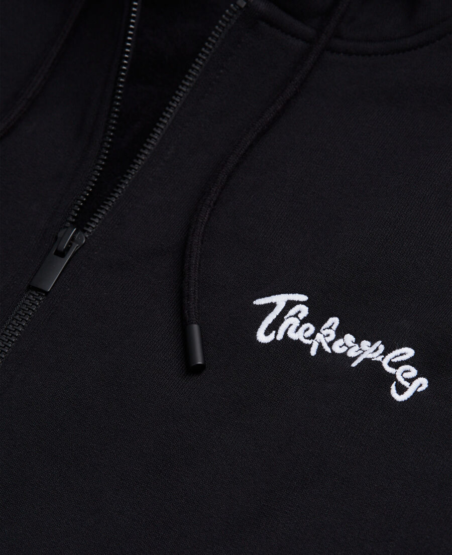 sweatshirt à capuche noir zippé avec broderies