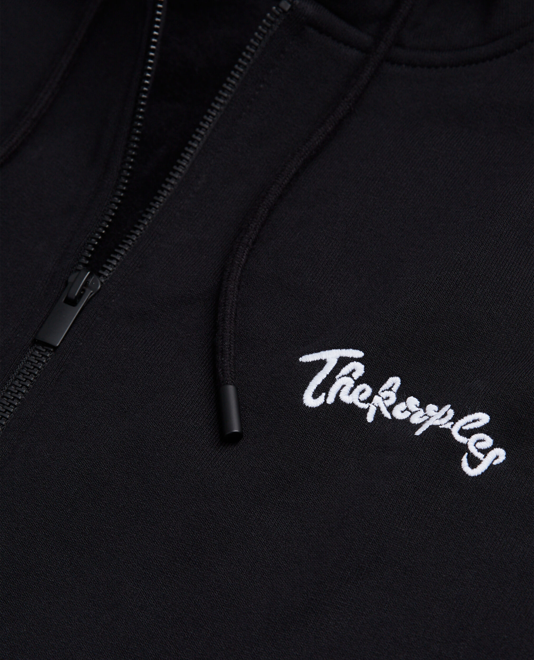Sweatshirt à capuche noir zippé avec broderies, BLACK, hi-res image number null