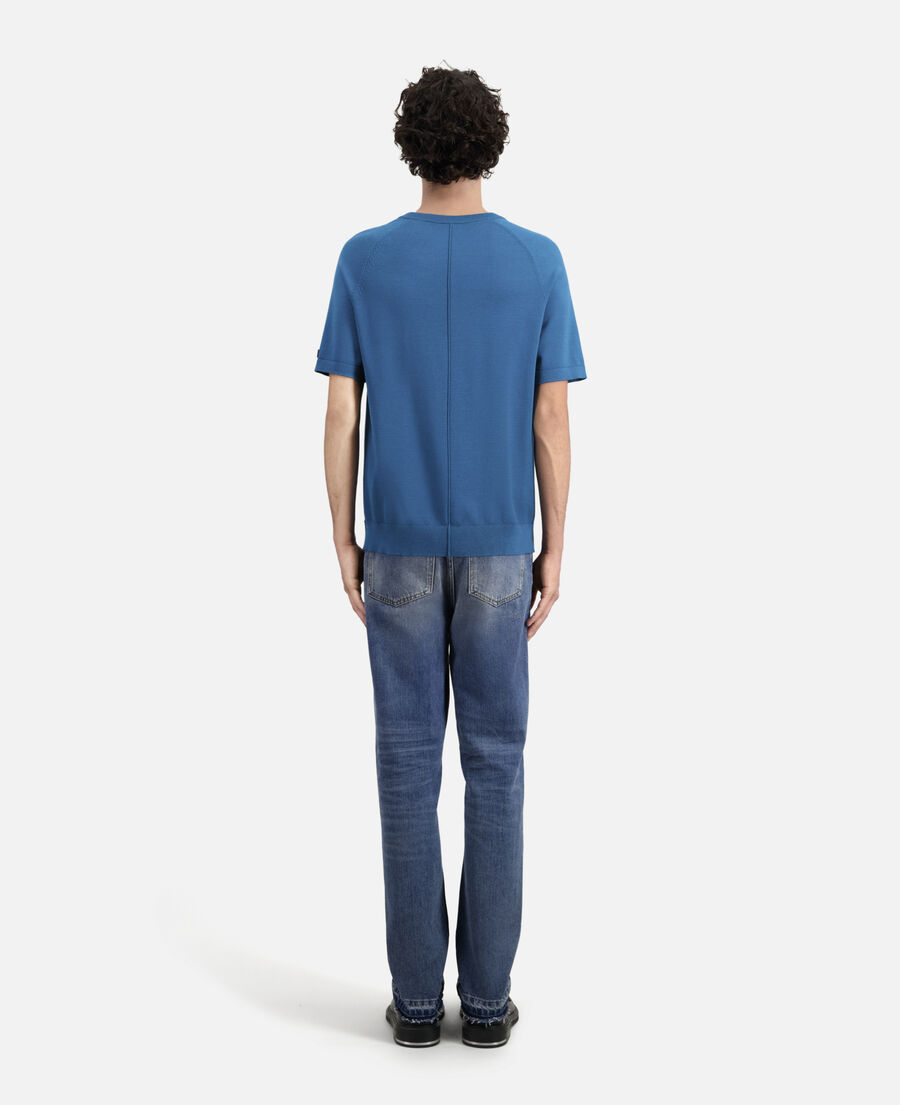 Men's blue knit t-shirt | The Kooples - US