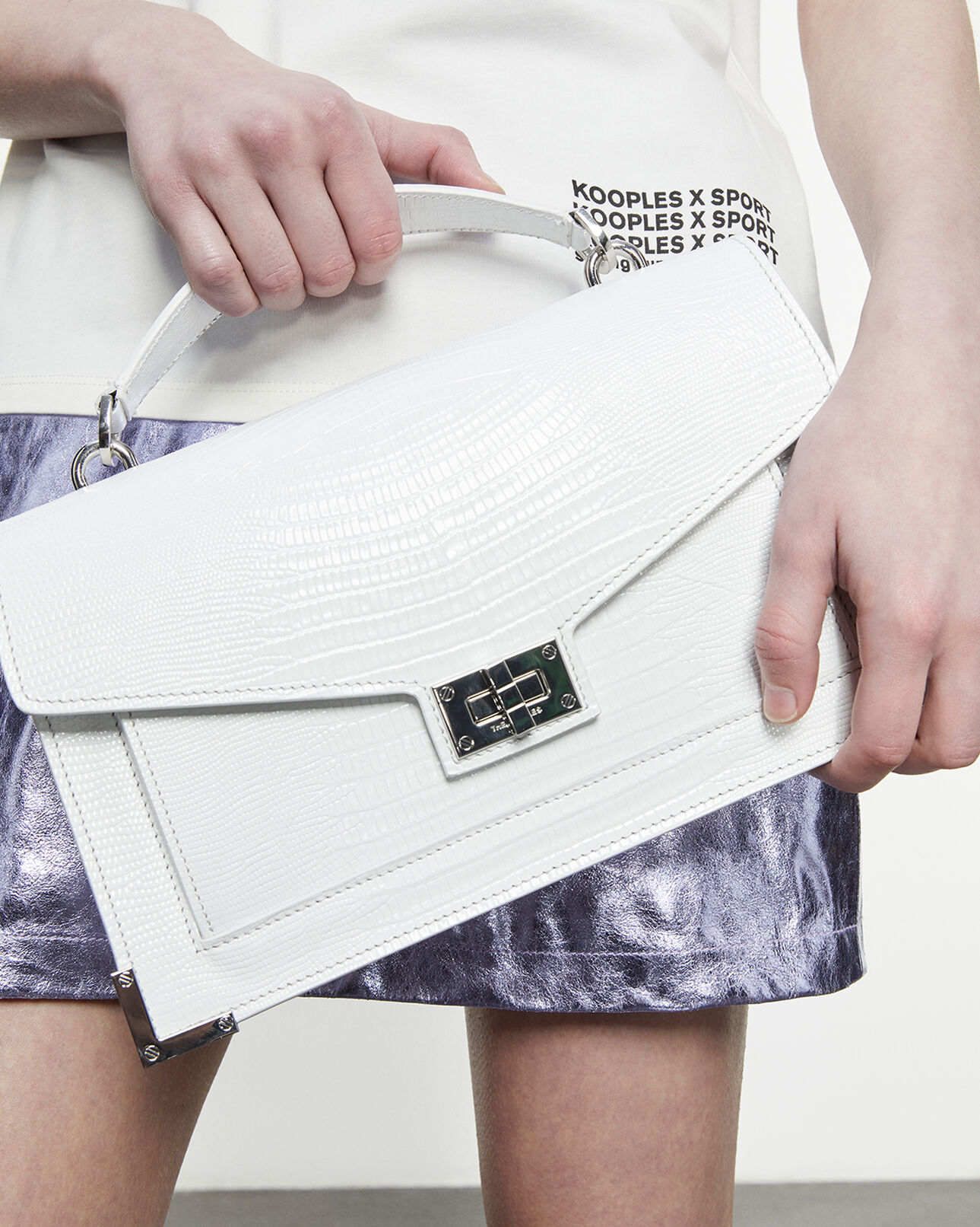 The Kooples WOMEN WHITE medium white leather emily bag