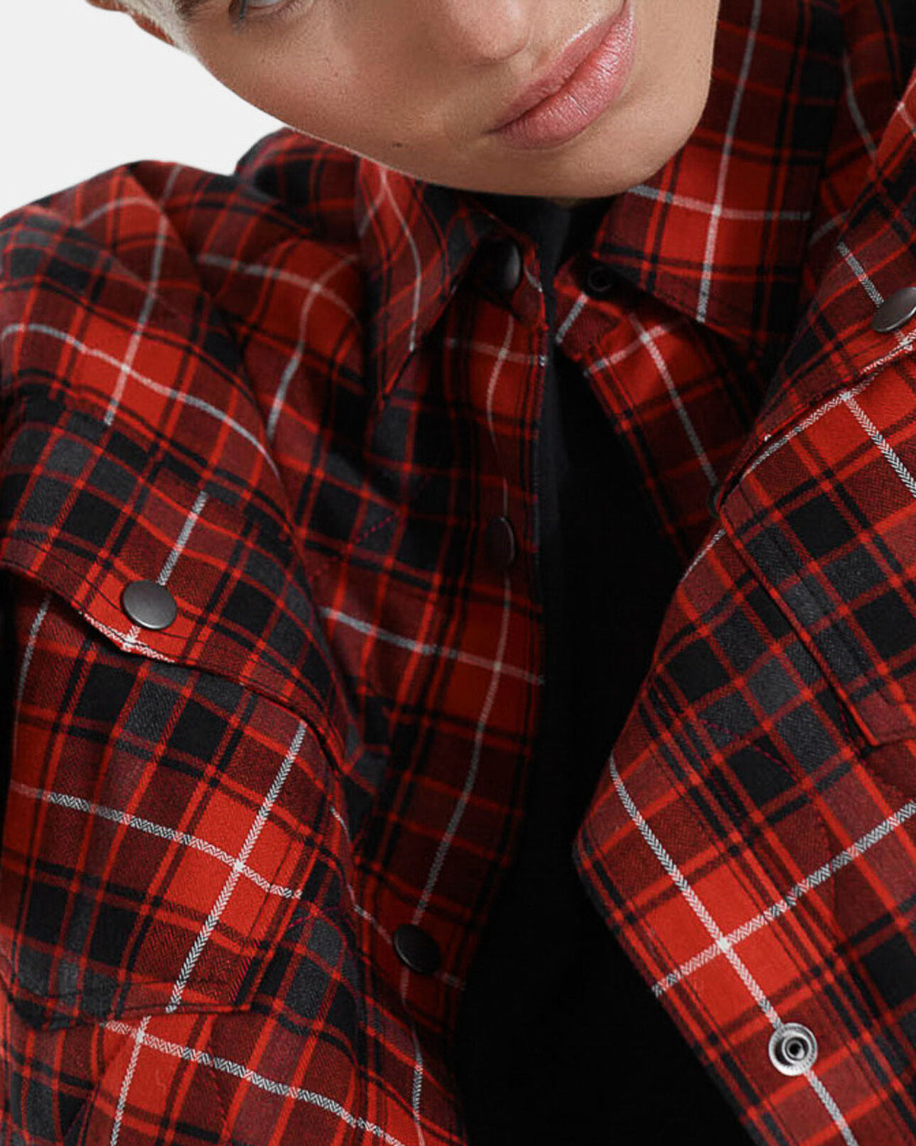 The Kooples FEMME RED / BLACK chemise rouge et noire oversize carreaux