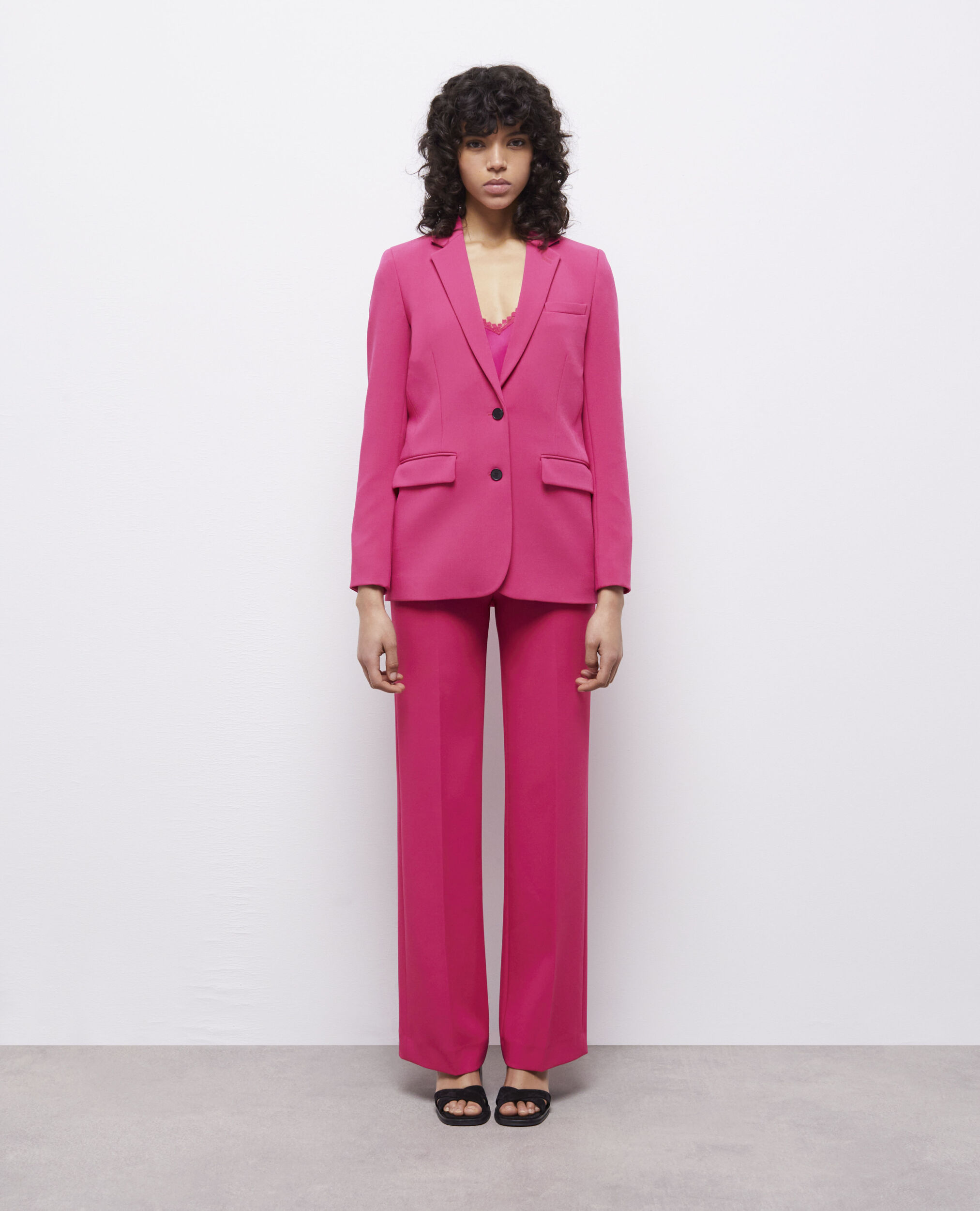 Veste tailleur rose en crêpe, PINK, hi-res image number null